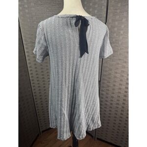 LOFT Dress‎ Womens Small Black White Striped Short Sleeve Bow Back Ann Taylor